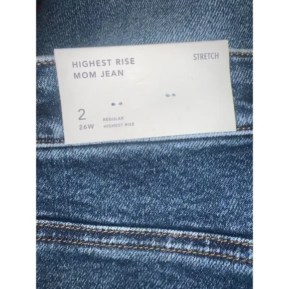 American Eagle highest rise mom denim dark wash stretch distressed jeans 2 NEW - Picture 7 of 8